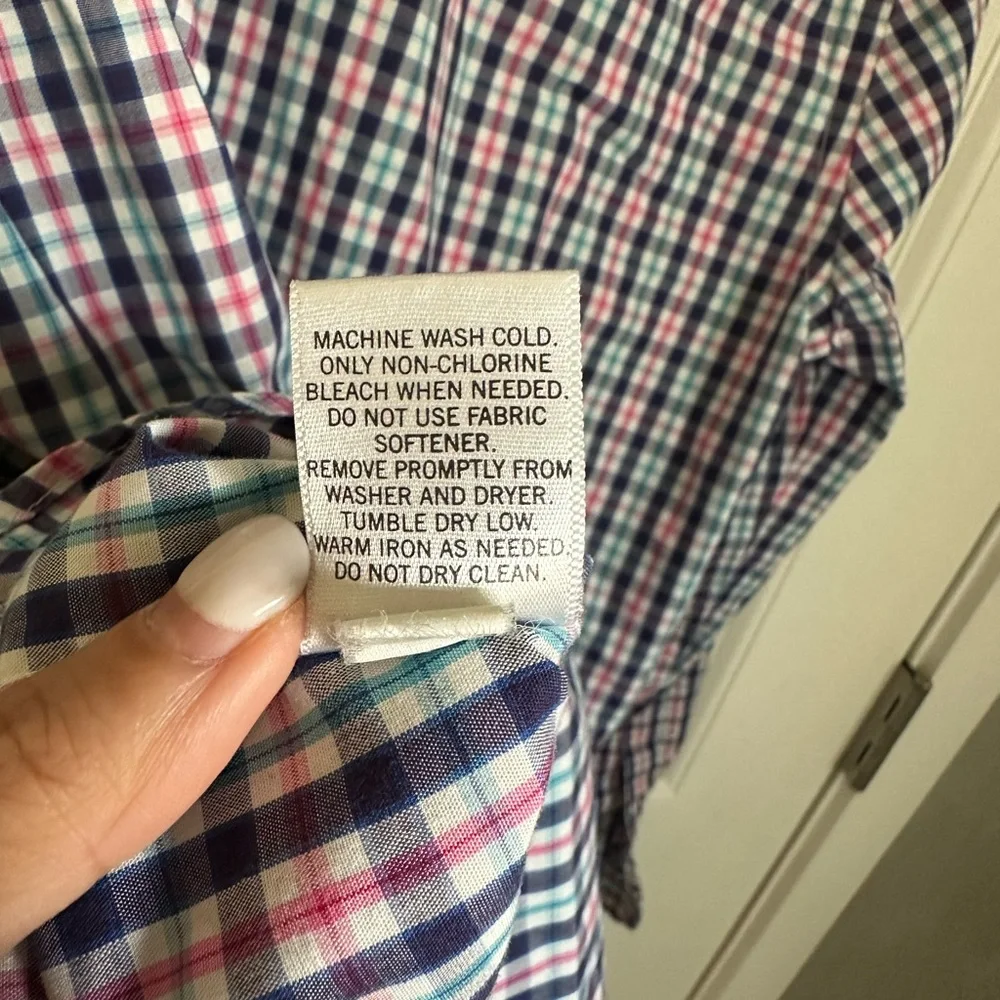 Banana Republic Tailored Slim Button-Down Shirt 14.5 | Plaid Check Non-Iron
